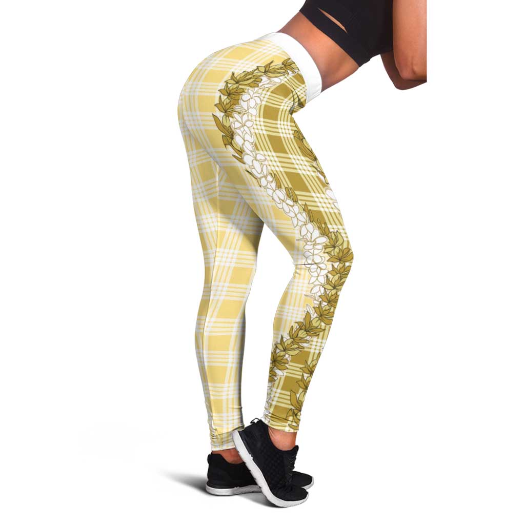 Yellow Hawaii Palaka Leggings Hawaiian Honohono Lei