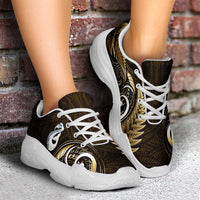 Yellow New Zealand Chunky Sneakers Aotearoa Silver Fern With Manaia Maori Unique