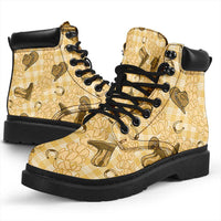 Yellow Palaka Hawaii Cowboy All Season Boots Puakenikeni Lei Paniolo Papale Seamless Vibes - Polynesian Pride