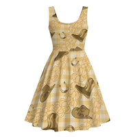 Yellow Palaka Hawaii Cowboy Midi Dress Puakenikeni Lei Paniolo Papale Seamless Vibes - Polynesian Pride