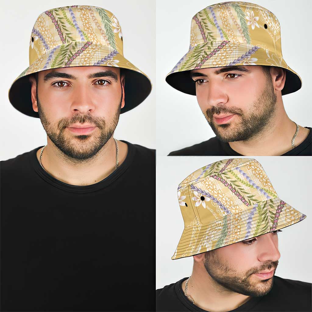 Yellow Palaka Hawaii Leis Bucket Hat Hawaiian-plaid Elegant Tropical Vibes LT14 - Polynesian Pride