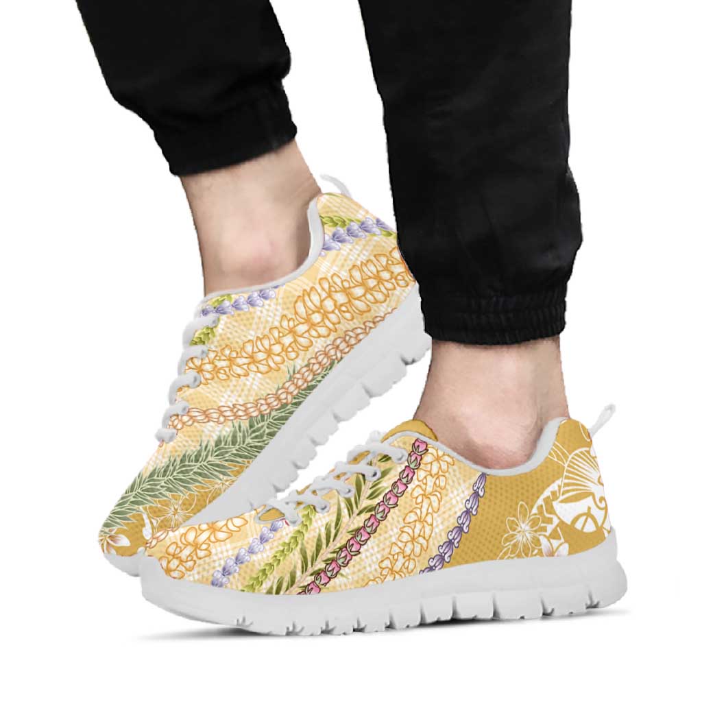 Yellow Palaka Hawaii Leis Sneakers Hawaiian-plaid Elegant Tropical Vibes LT14 - Polynesian Pride