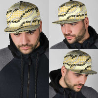 Yellow Palaka Hawaii Snapback Cap Kukui Nut Pikake Lei Hawaiian Tapa Pattern - Polynesian Pride