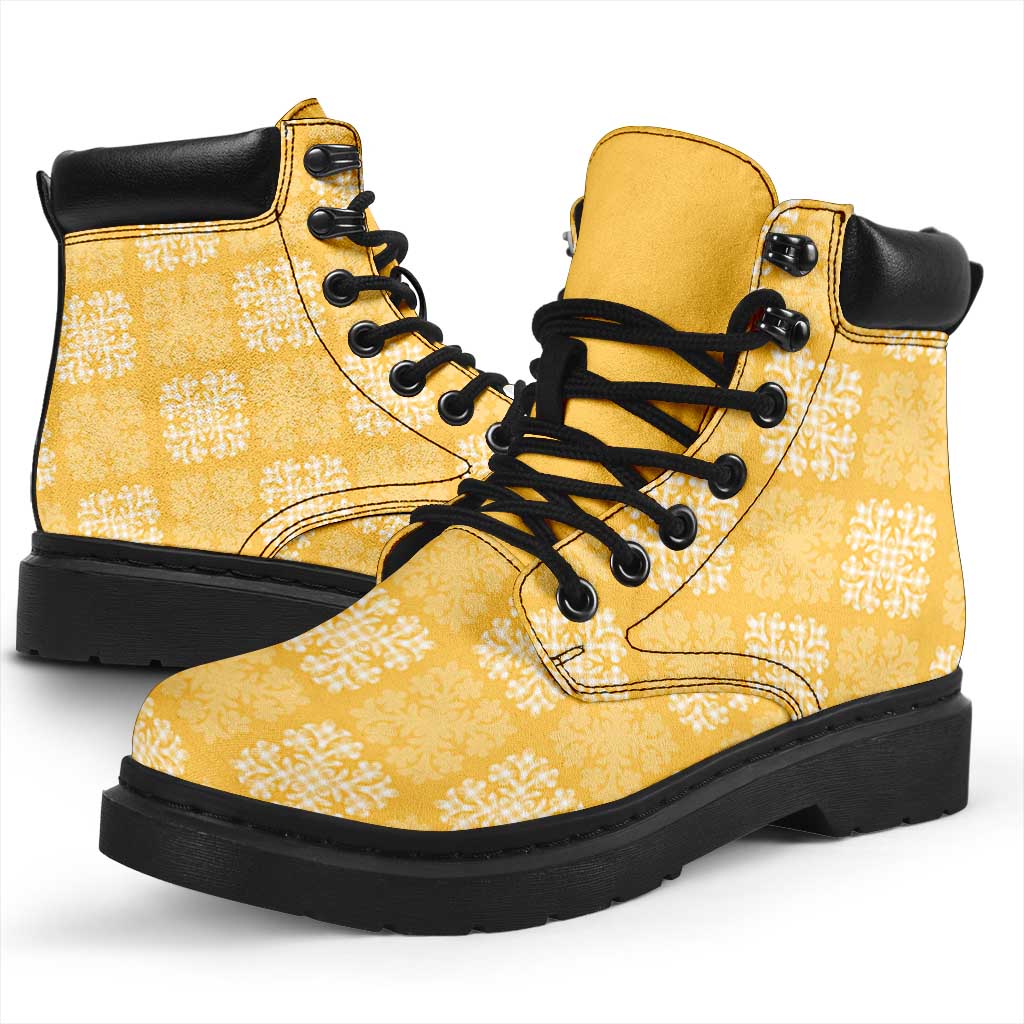 Yellow Palaka Quilt Hawaii All Season Boots Traditional Hawaii-plaid Pattern - Polynesian Pride