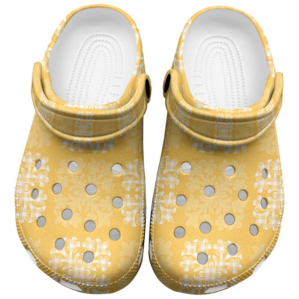 Yellow Palaka Quilt Hawaii Clogs Shoes Traditional Hawaii-plaid Pattern - Polynesian Pride