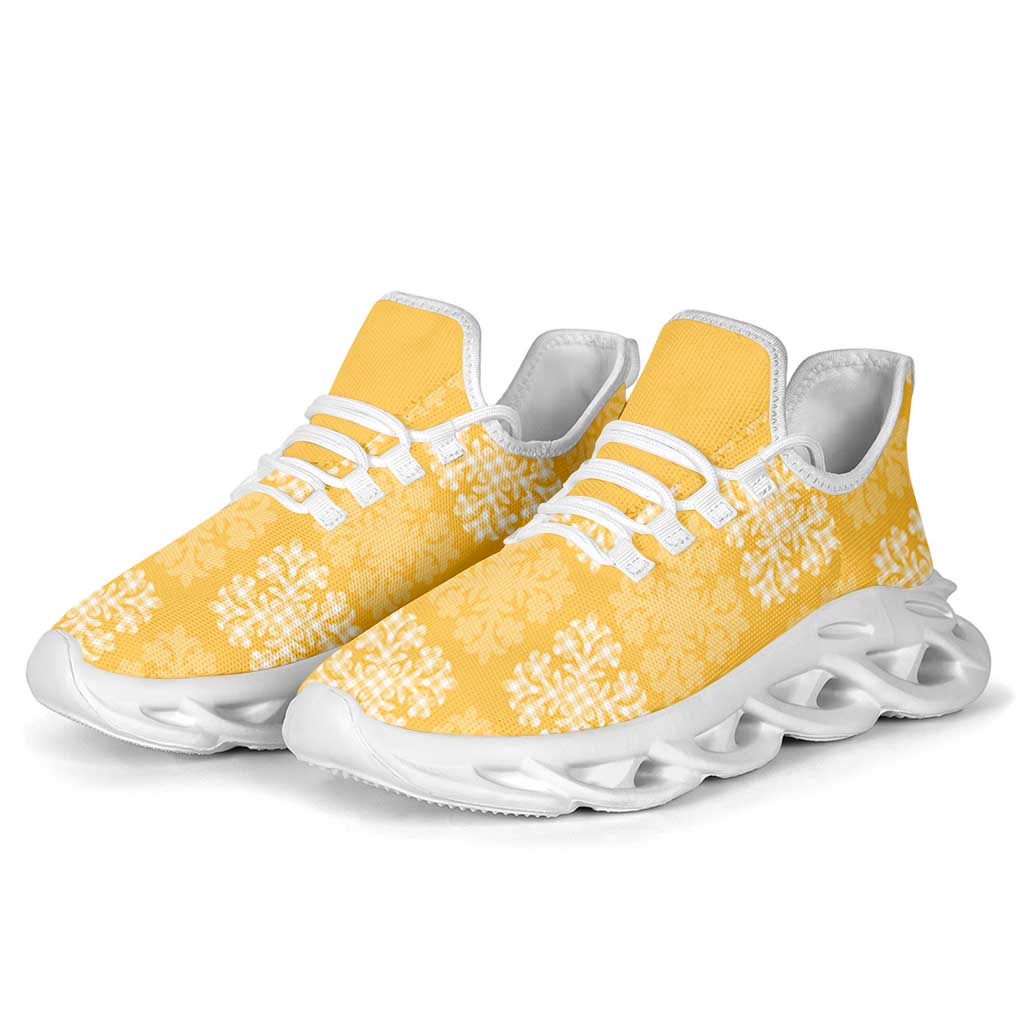 Yellow Palaka Quilt Hawaii Clunky Sneakers Traditional Hawaii-plaid Pattern - Polynesian Pride