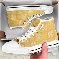 Yellow Palaka Quilt Hawaii High Top Shoes Traditional Hawaii-plaid Pattern - Polynesian Pride