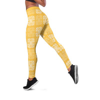 Yellow Palaka Quilt Hawaii Leggings Traditional Hawaii-plaid Pattern - Polynesian Pride