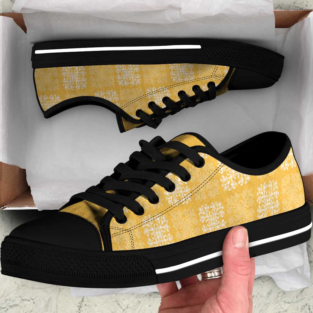 Yellow Palaka Quilt Hawaii Low Top Shoes Traditional Hawaii-plaid Pattern - Polynesian Pride