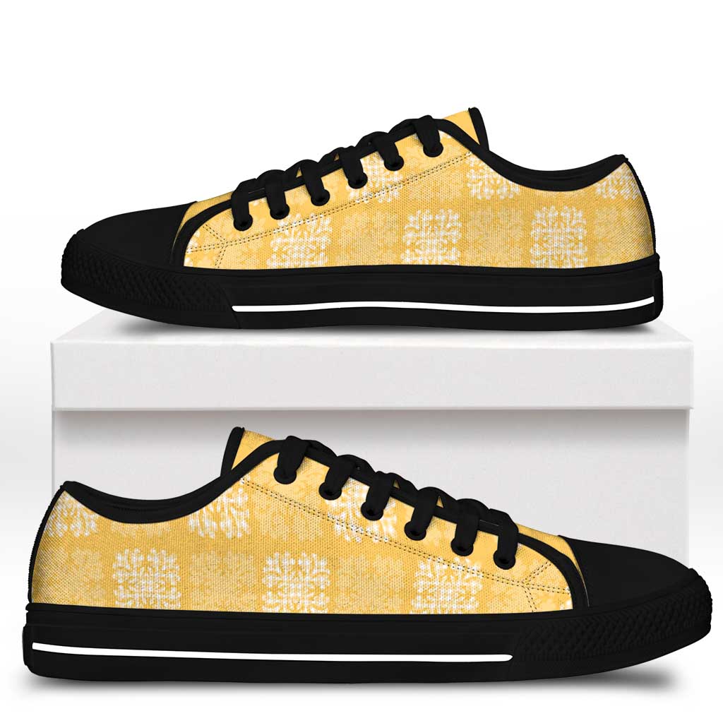 Yellow Palaka Quilt Hawaii Low Top Shoes Traditional Hawaii-plaid Pattern - Polynesian Pride