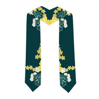 Yelow Teal Hibiscus Plumeria Floral Graduation Stole