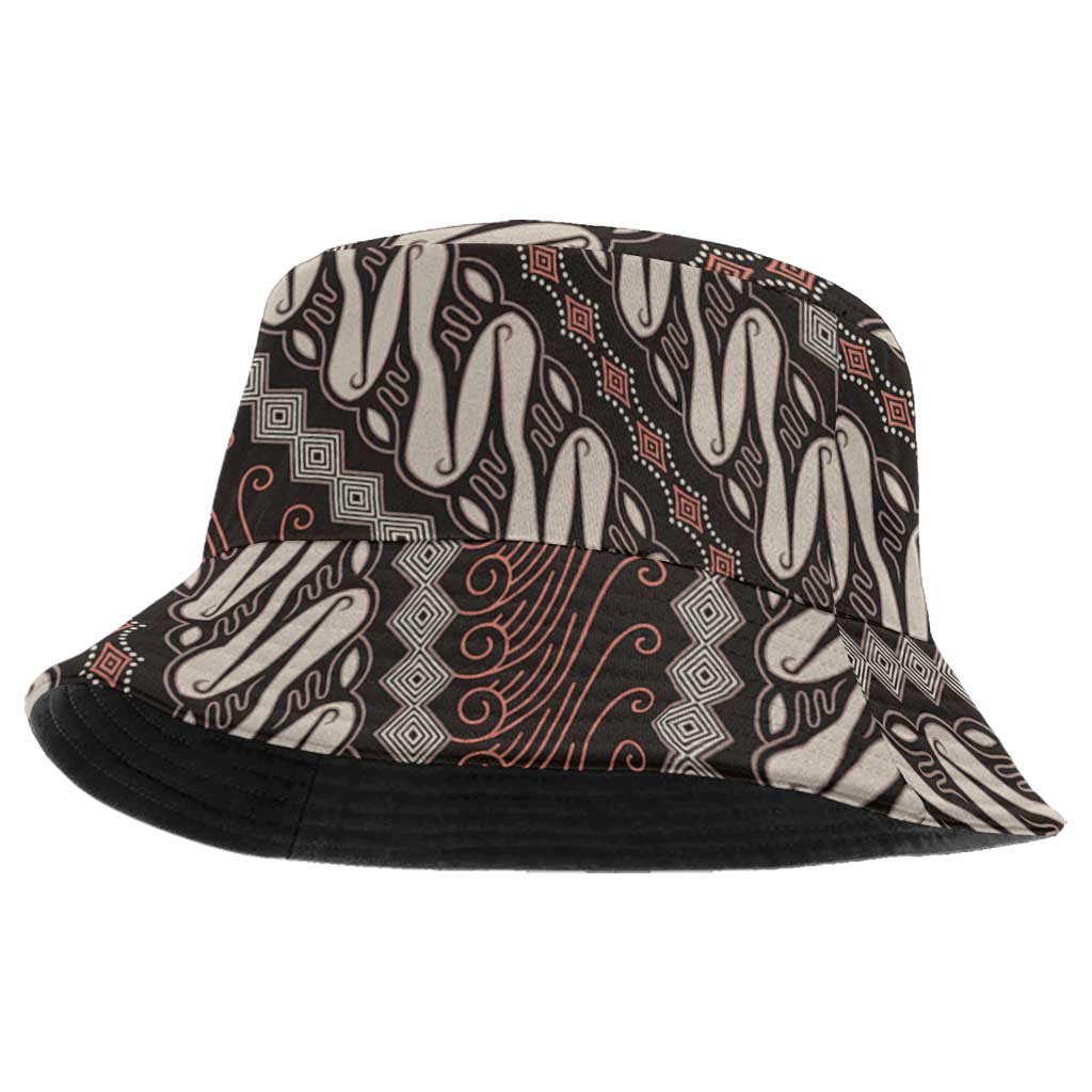Yogyakarta Parang Batik Motifs Bucket Hat Indonesian Traditional Pattern LT01 One Size Brown - Polynesian Pride