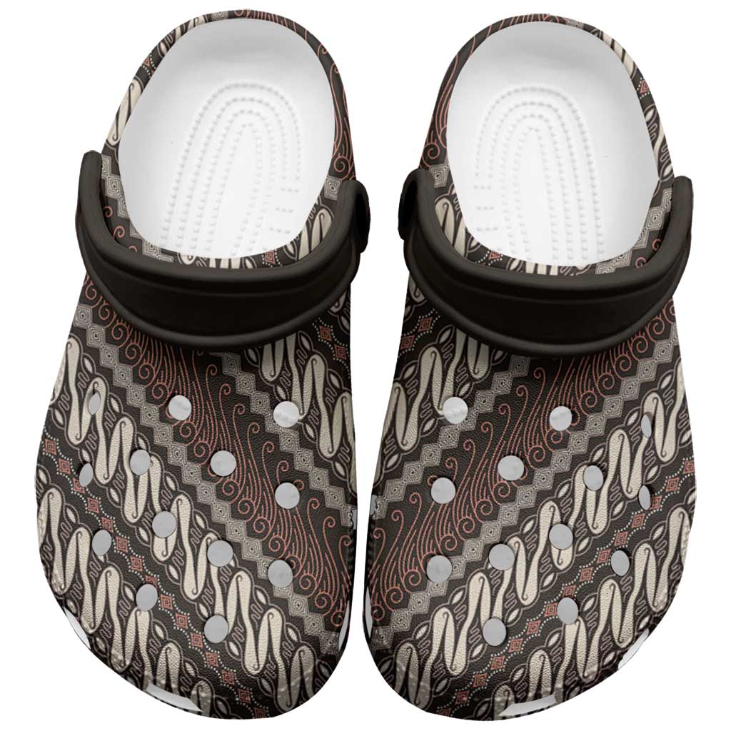 Yogyakarta Parang Batik Motifs Clogs Shoes Indonesian Traditional Pattern LT01 Brown - Polynesian Pride