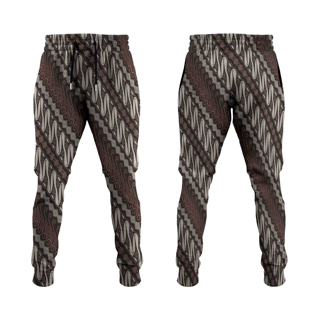Yogyakarta Parang Batik Motifs Jogger Pants Indonesian Traditional Pattern LT01 Brown - Polynesian Pride