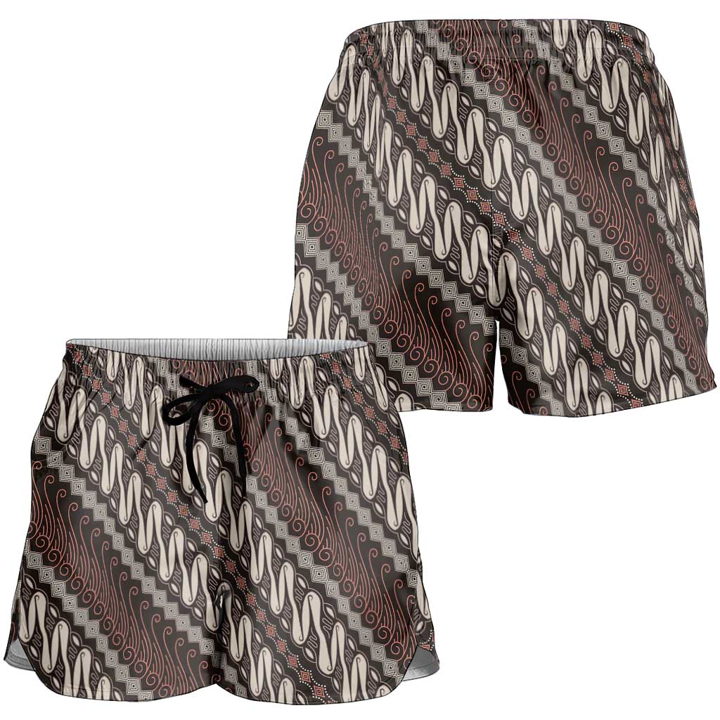 Yogyakarta Parang Batik Motifs Shorts for Women Indonesian Traditional Pattern
