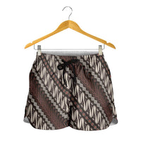 Yogyakarta Parang Batik Motifs Shorts for Women Indonesian Traditional Pattern