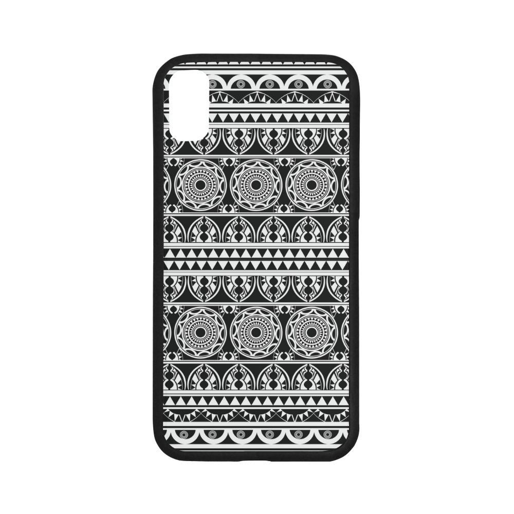 Polynesian 05 Rubber Phone Case One Size iPhone X Black - White - Polynesian Pride
