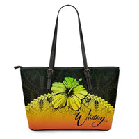 (Custom Personalised) Polynesian Leather Tote Bag Hibiscus Personal Signature Reggae - Polynesian Pride