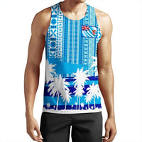 Fiji Tank Top - Fijian Tapa Flag Men Tank Top Blue - Polynesian Pride