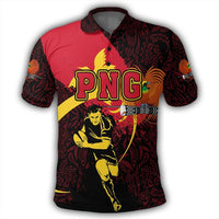 Papua New Guinea Polo Shirt Rugby Papuan Pattern Spoto Style Unisex Red - Polynesian Pride