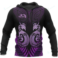 Custom New Zealand Aotearoa Hoodie Manaia Maori Fern Purple Unisex Purple - Polynesian Pride