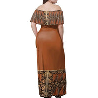 Tonga Ngatu Pattern Off Shoulder Long Dress - Polynesian Pride