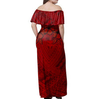 Tonga Polynesian Hibiscus Style Off Shoulder Long Dress - Polynesian Pride