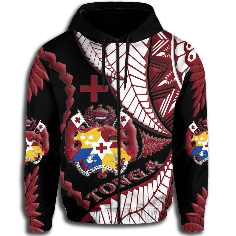 Tonga Hoodie Emancipation Day Kupesi Pattern No.1 Black LT9 Zip Hoodie - Polynesian Pride