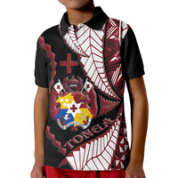 Tonga Emancipation Day Polo Shirt Kupesi Pattern No.1 Black LT9 Kid - Polynesian Pride