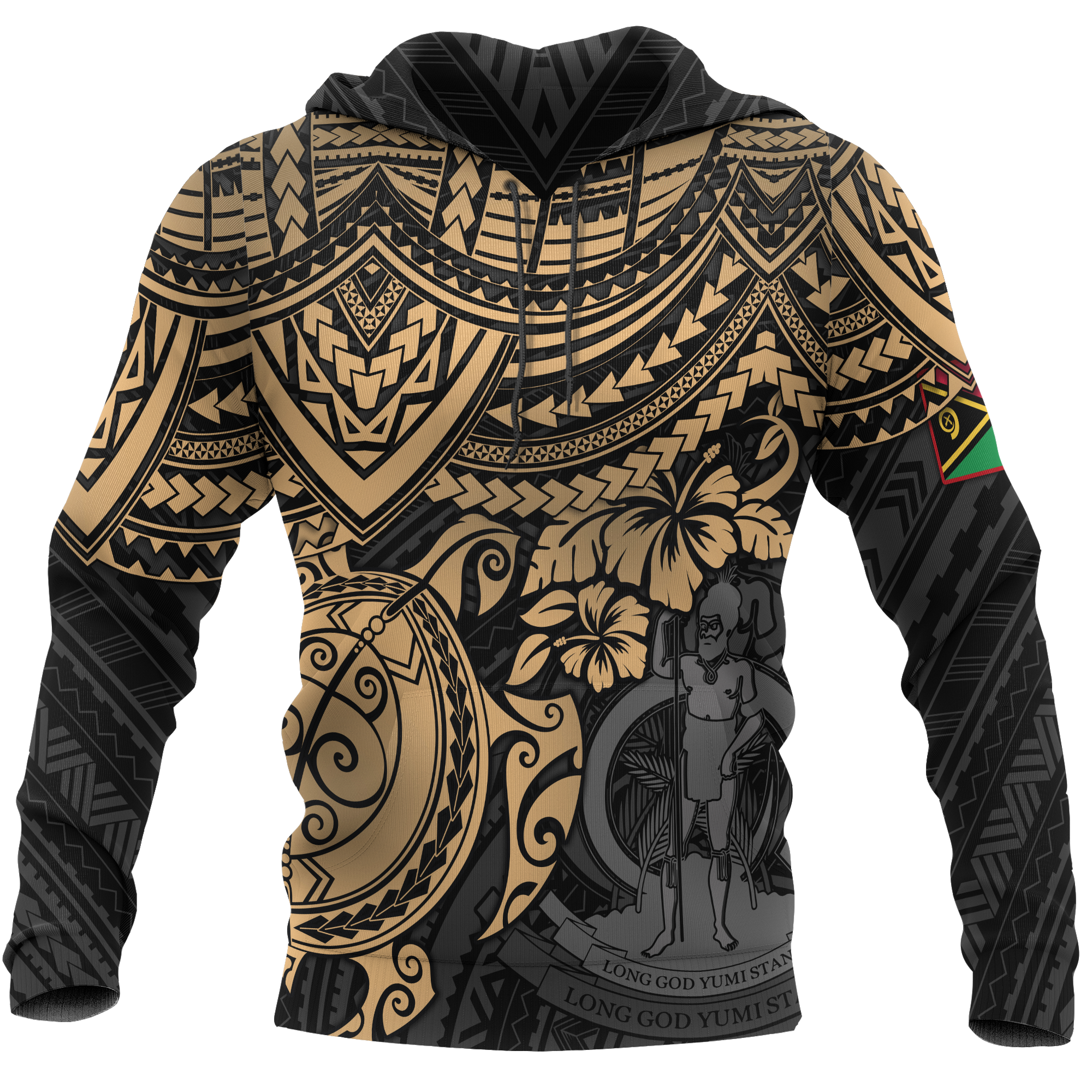 Vanuatu Polynesian Hoodie Gold Turtle Unisex GOLD - Polynesian Pride