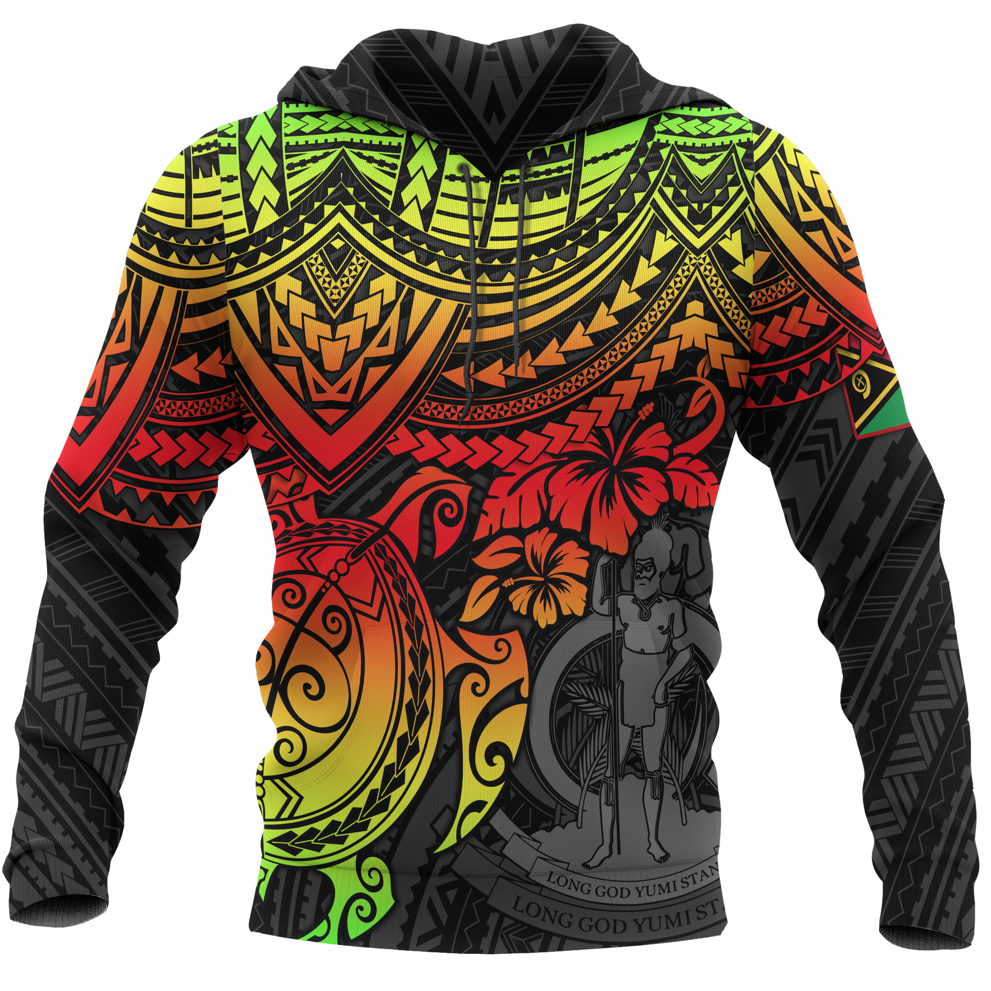 Vanuatu Polynesian Hoodie Reggae Turtle Unisex RED - Polynesian Pride