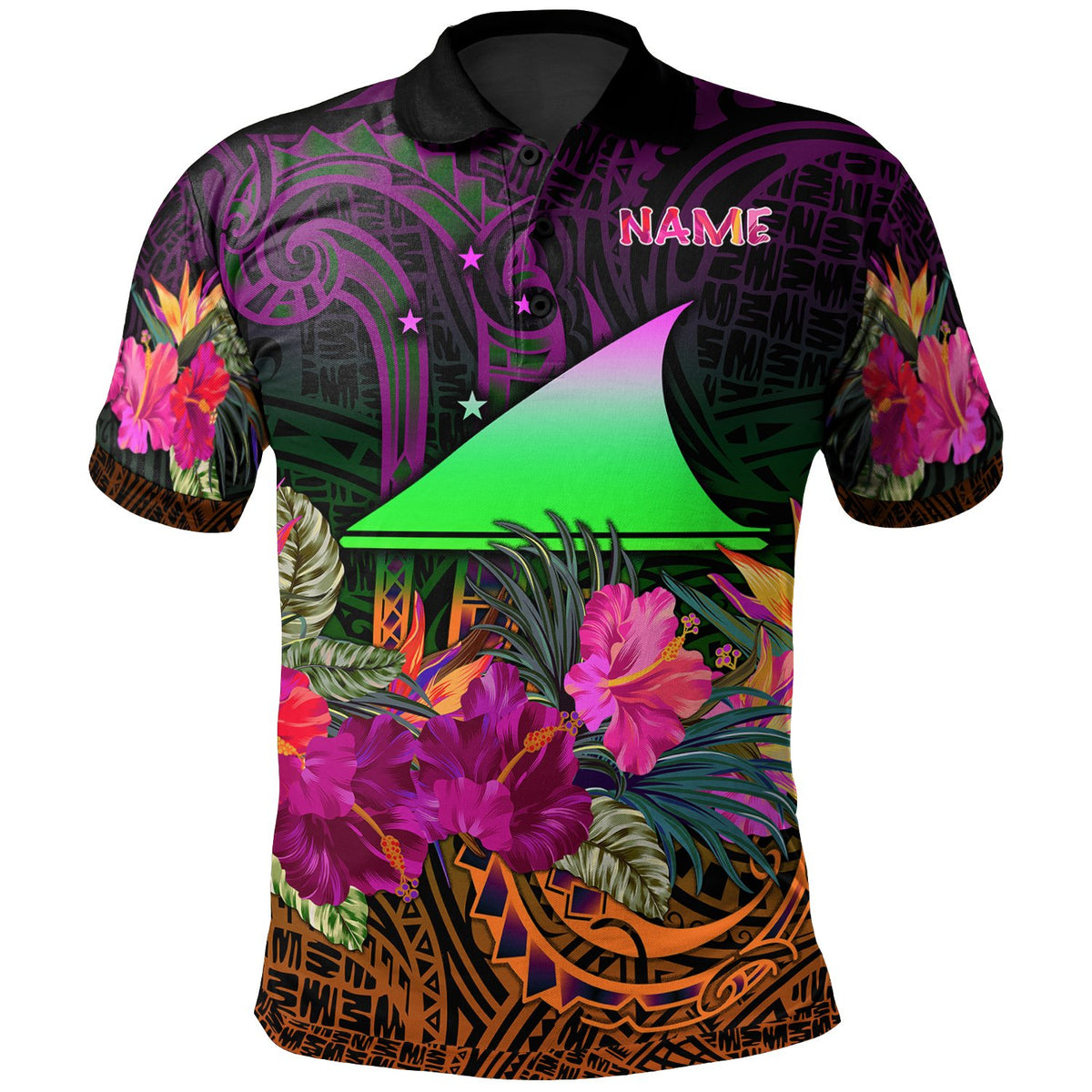 Tokelau Custom Polo Summer Hibiscus Unisex Reggae - Polynesian Pride