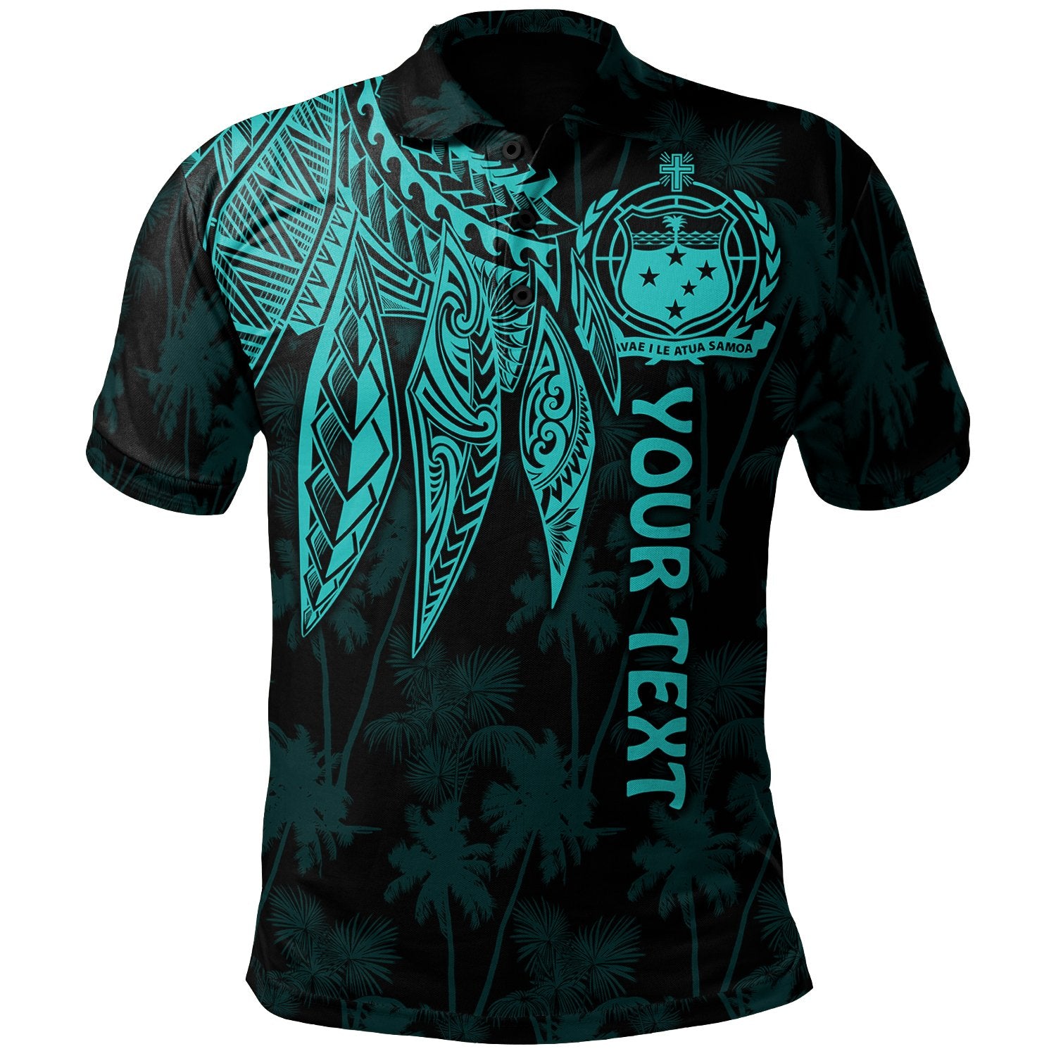 Samoa Custom Polo Shirt Polynesian Wings (Turquoise) Unisex Turquoise - Polynesian Pride