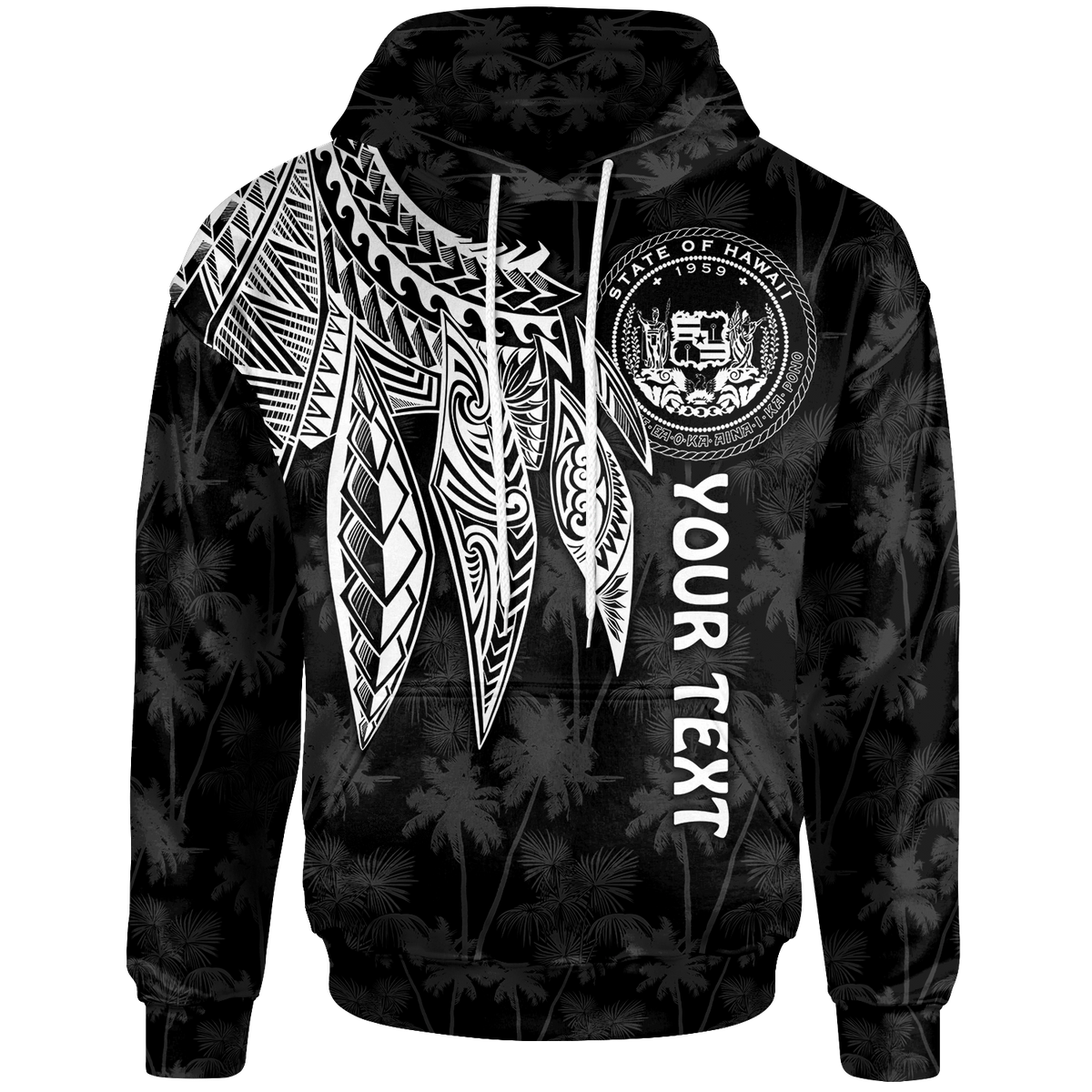 Polynesian Hawaii Custom Hoodie Polynesian Wings (White) Unisex White - Polynesian Pride