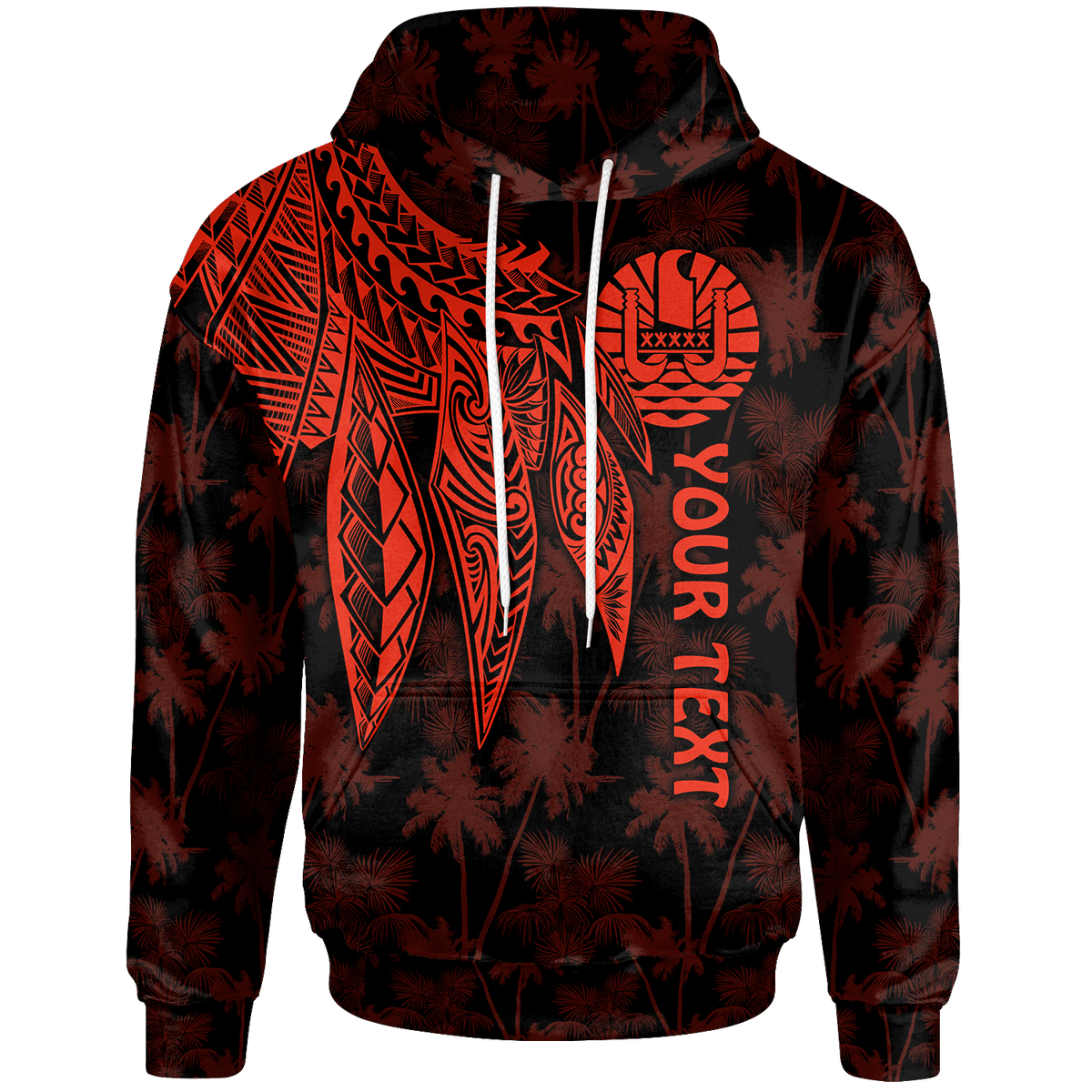Tahiti Custom Hoodie Polynesian Wings (Red) Unisex Red - Polynesian Pride