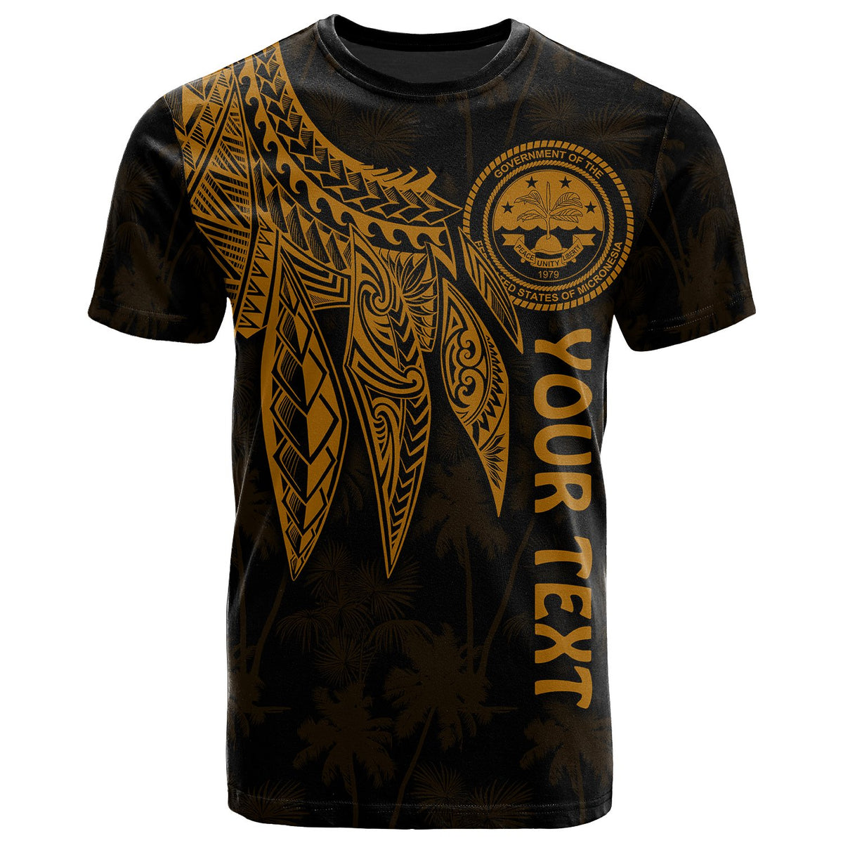 Federated States of Micronesia Custom T Shirt Polynesian Wings (Golden) Unisex Golden - Polynesian Pride