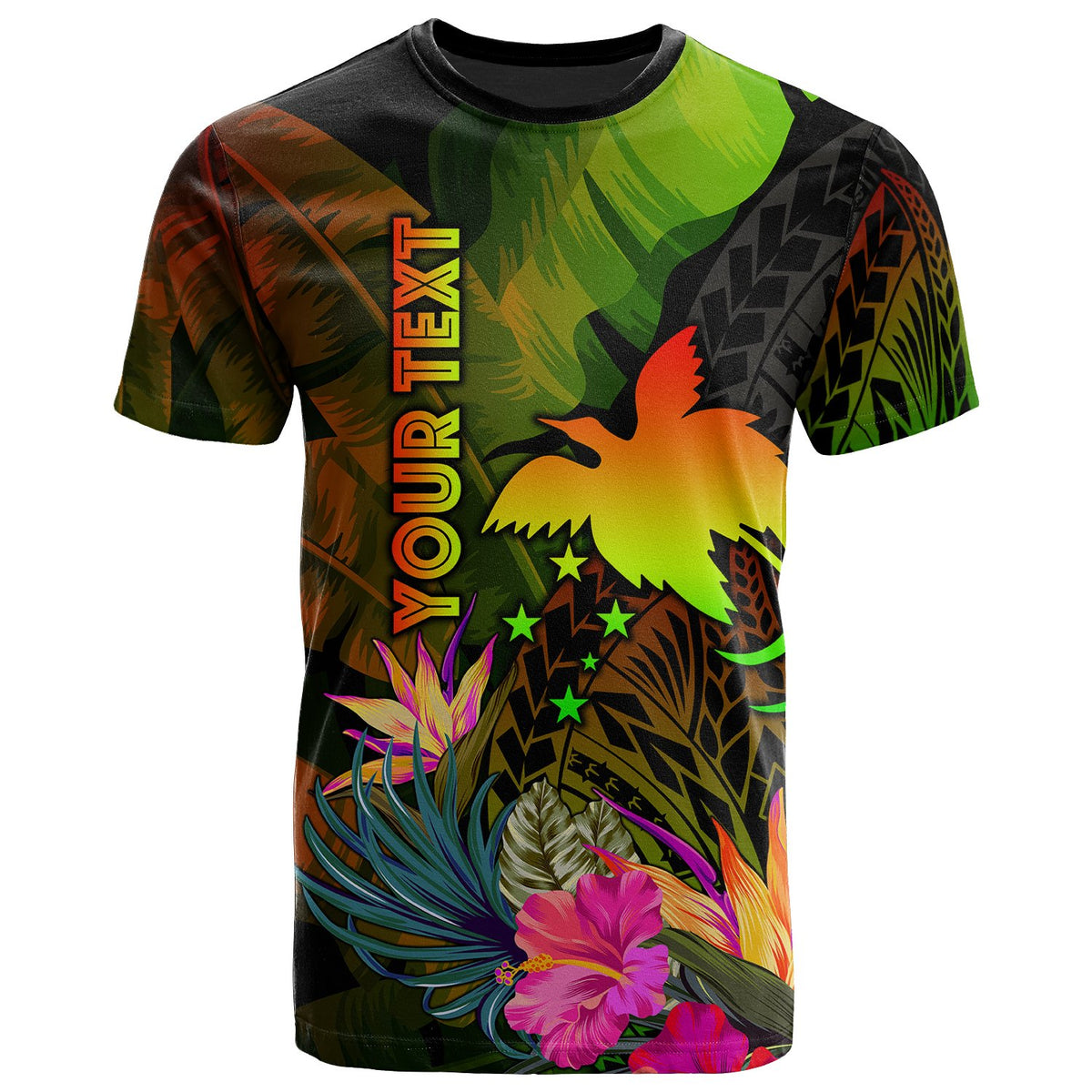 Papua New Guinea Polynesian Custom T Shirt Hibiscus and Banana Leaves Unisex Reggae - Polynesian Pride