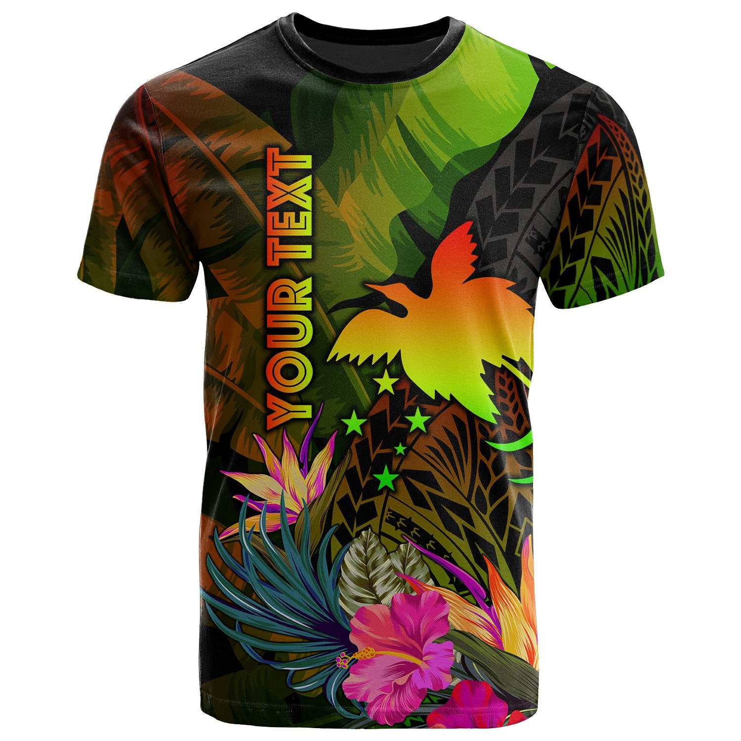 Papua New Guinea Polynesian Custom T Shirt Hibiscus and Banana Leaves Unisex Reggae - Polynesian Pride