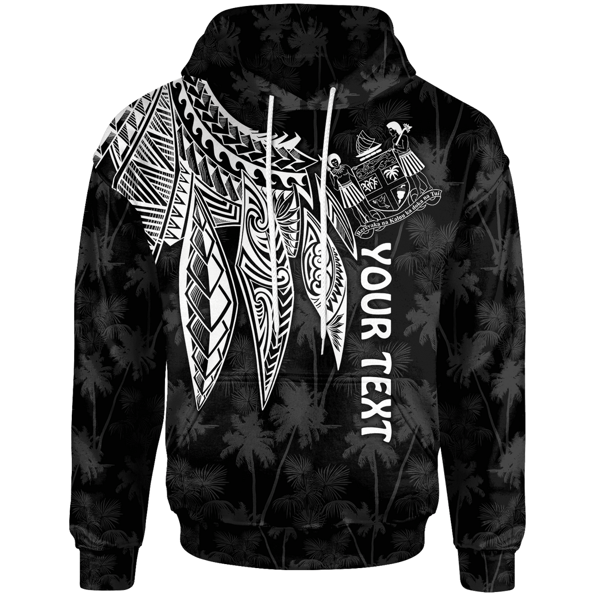 Fiji Custom Hoodie Polynesian Wings (White) Unisex Blue - Polynesian Pride