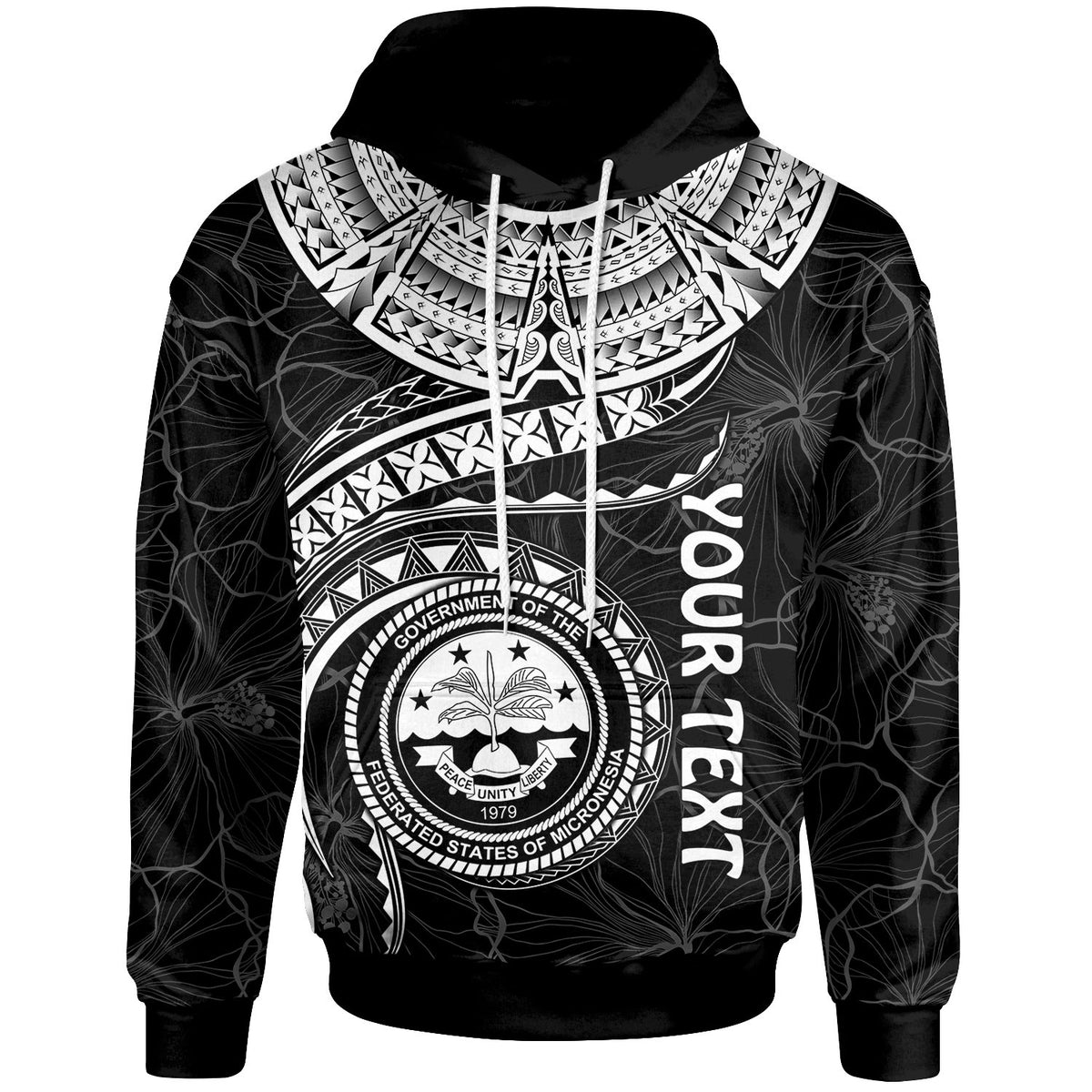 Federated States of Micronesia Polynesian Custom Hoodie FSM Waves (White) Unisex White - Polynesian Pride
