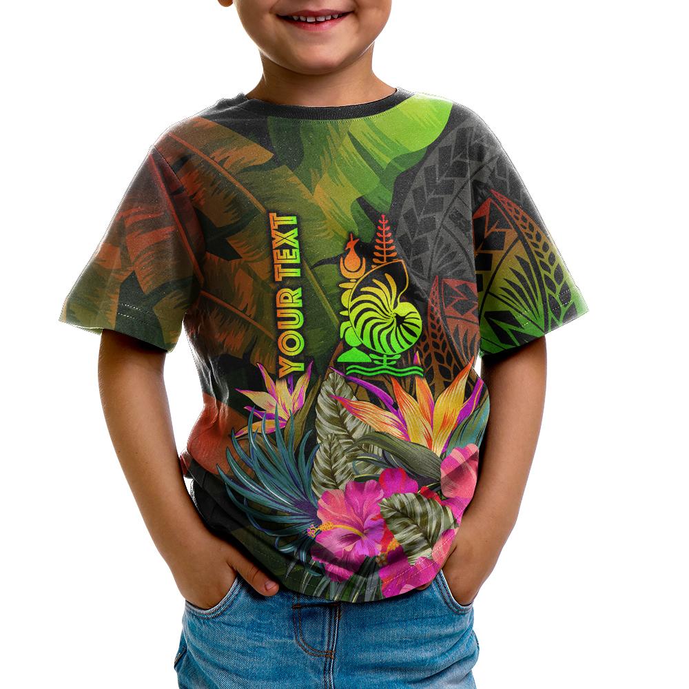 New Caledonia Polynesian Custom T Shirt Hibiscus and Banana Leaves - Polynesian Pride