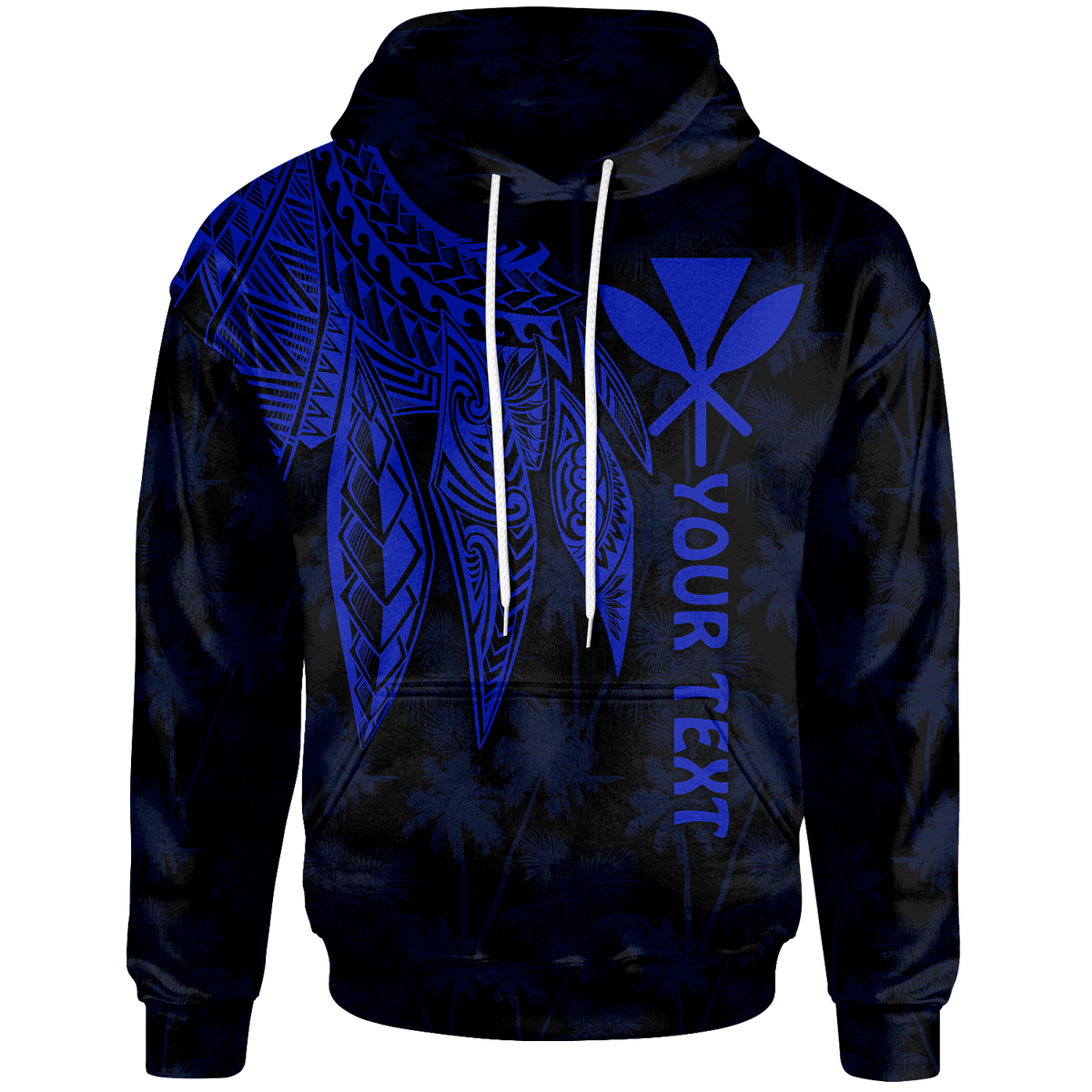 Polynesian Hawaii Kanaka Maoli Custom Zip up Hoodie Polynesian Wings (Blue) Unisex Blue - Polynesian Pride