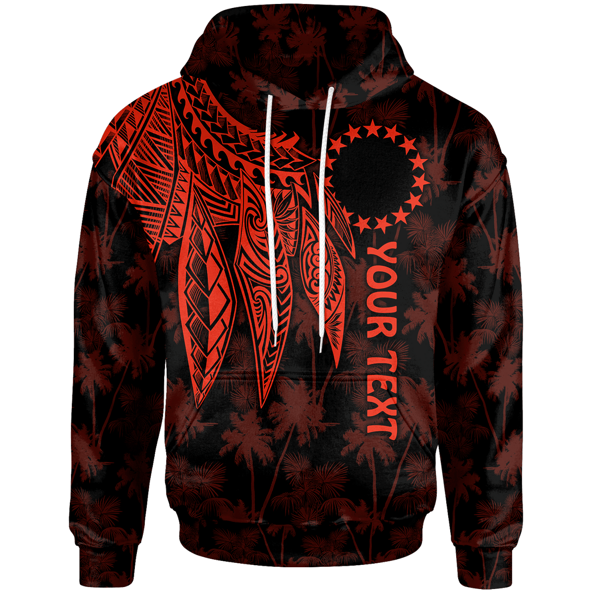 Cook Islands Custom Hoodie Polynesian Wings (Red) Unisex Red - Polynesian Pride