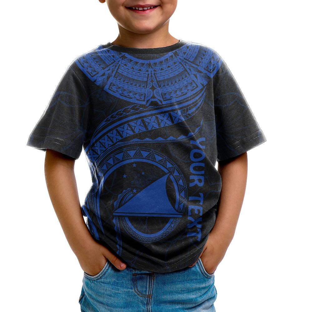 Tokelau Polynesian Custom T Shirt Tokelau Waves (Blue) - Polynesian Pride