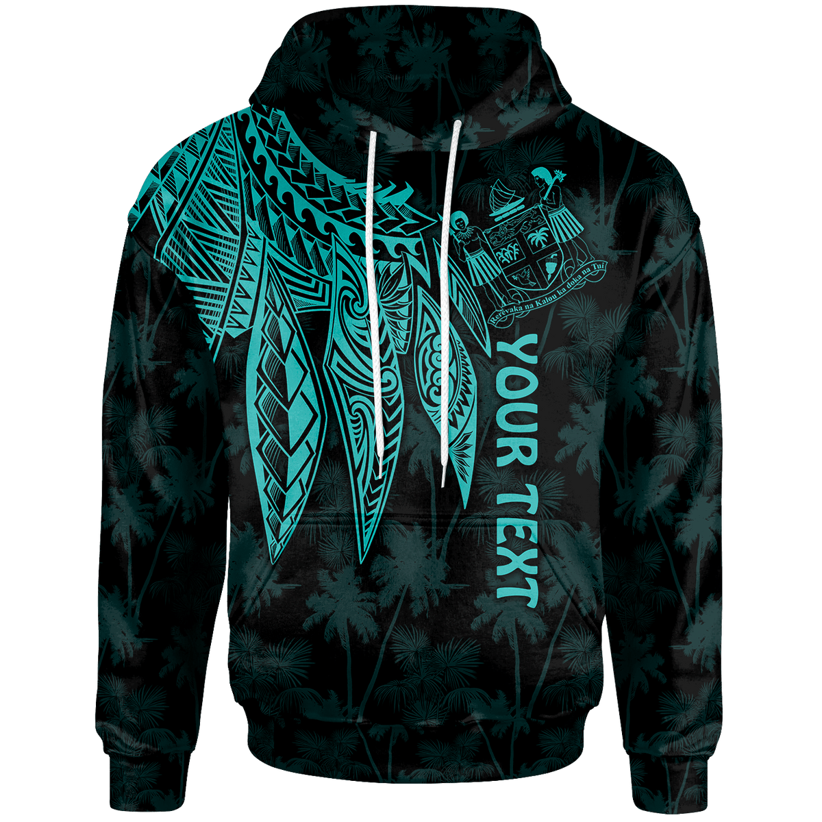 Fiji Custom Hoodie Polynesian Wings (Turquoise) Unisex Blue - Polynesian Pride