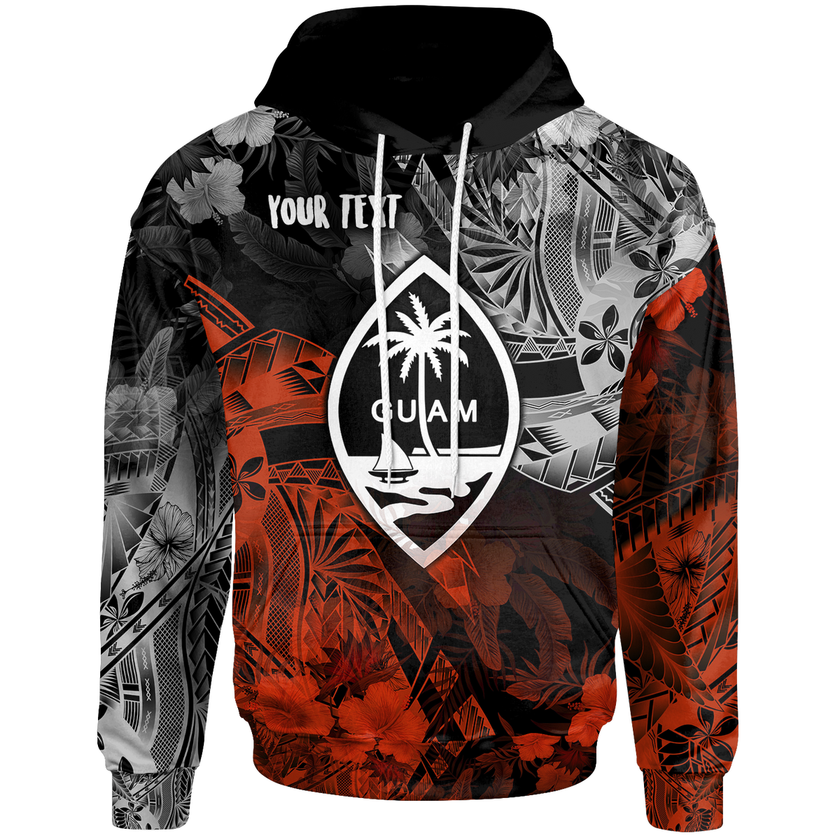 Guam Polynesian Custom Hoodie Vintage Polynesian Unisex Red - Polynesian Pride