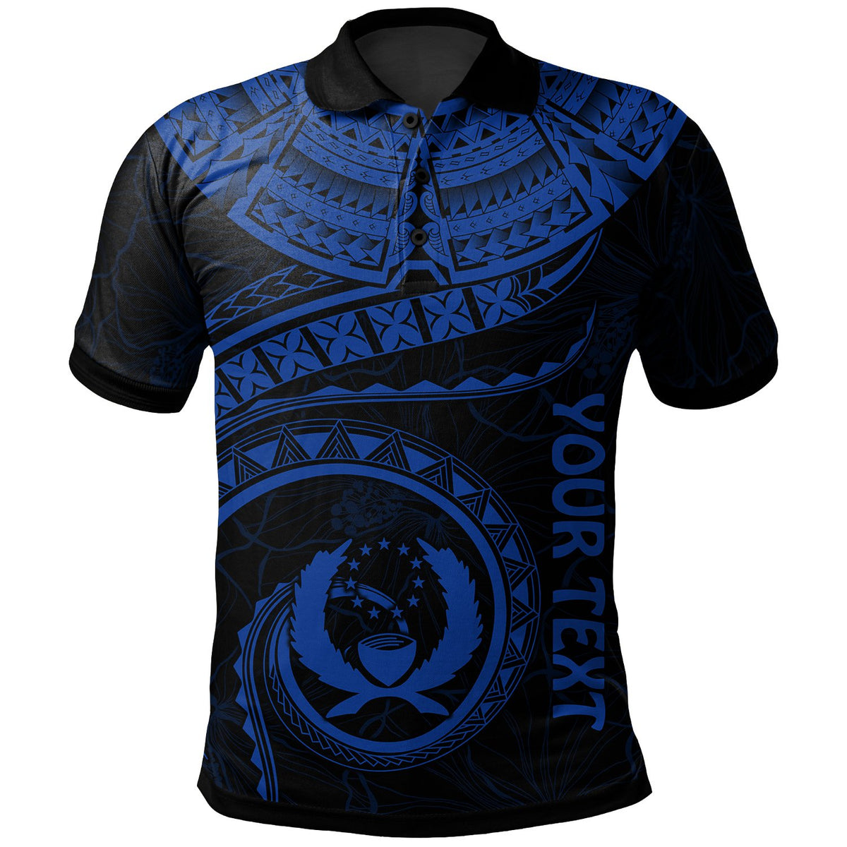 Pohnpei Polynesian Custom Polo Pohnpei Waves (Blue) Unisex Blue - Polynesian Pride