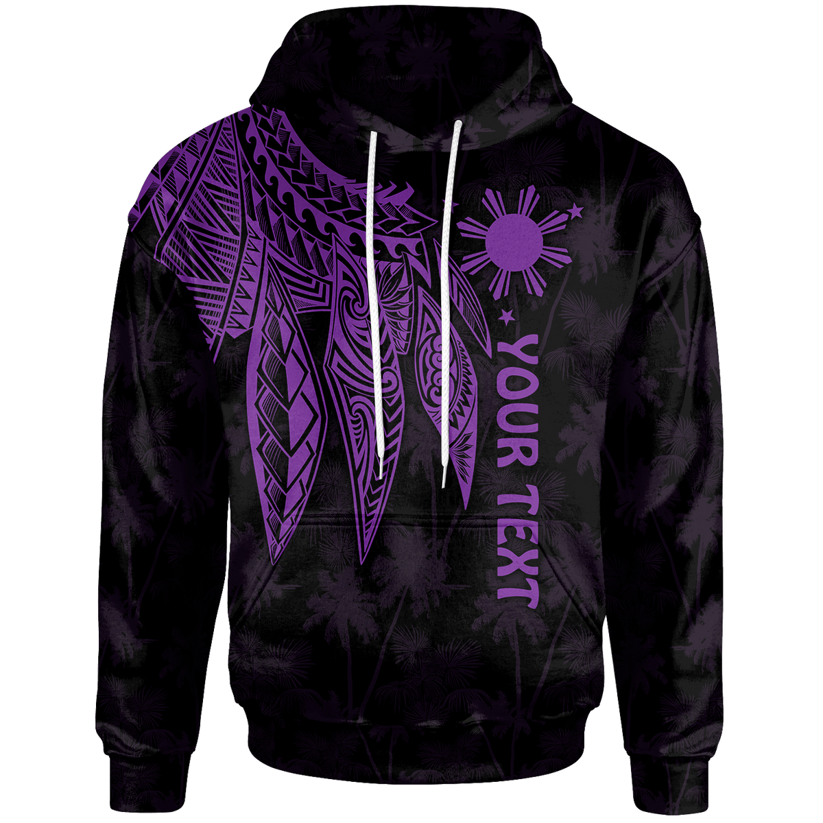 The Philippines Custom Hoodie Polynesian Wings (Purple) Unisex Purple - Polynesian Pride