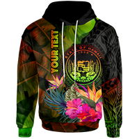 Polynesian Hawaii Polynesian Custom Hoodie Hibiscus and Banana Leaves Unisex Reggae - Polynesian Pride