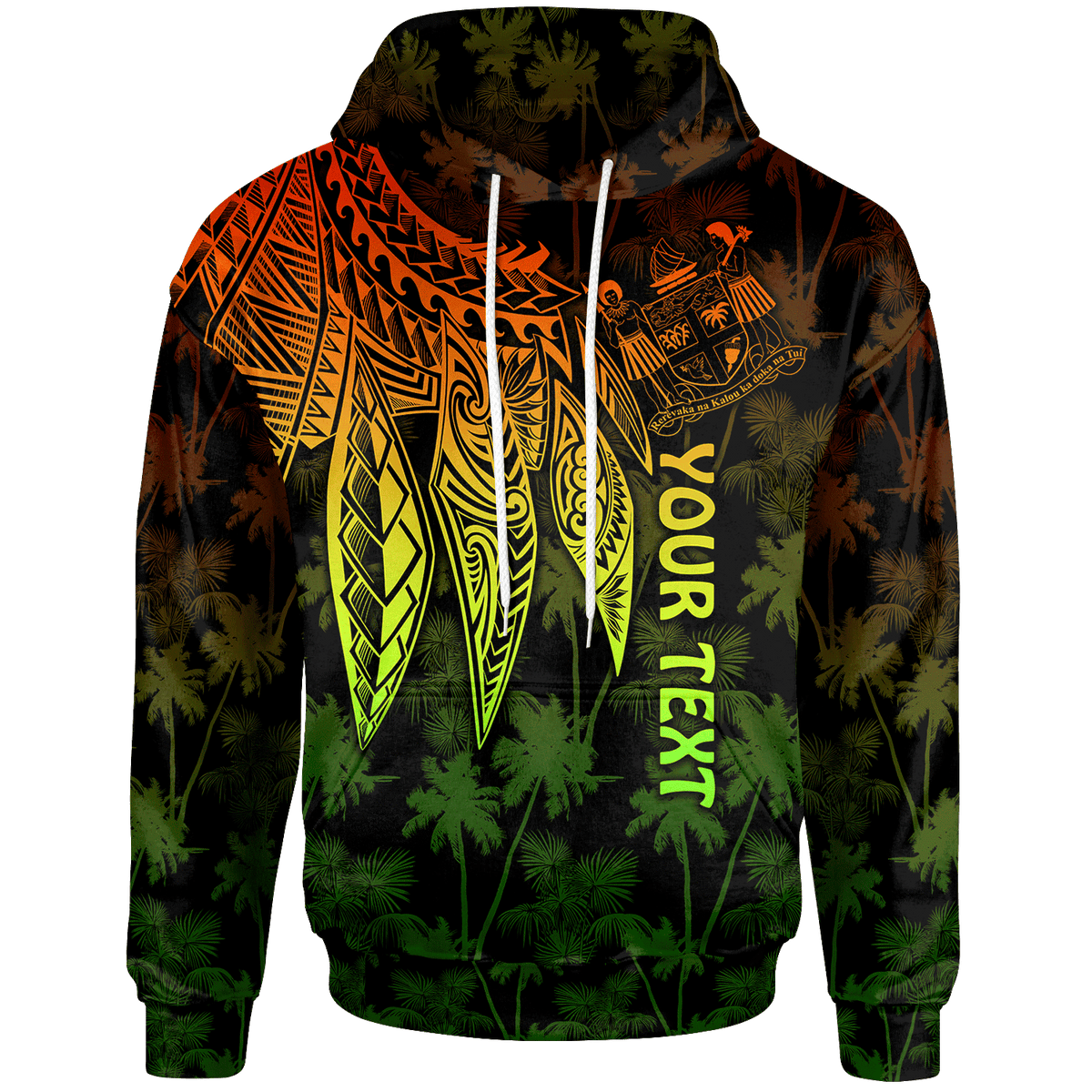 Fiji Custom Hoodie Polynesian Wings (Reggae) Unisex Blue - Polynesian Pride